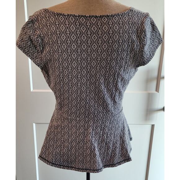 Anthropologie Postmark Diamond Print Peplum Blouse Size M - Picture 3 of 5